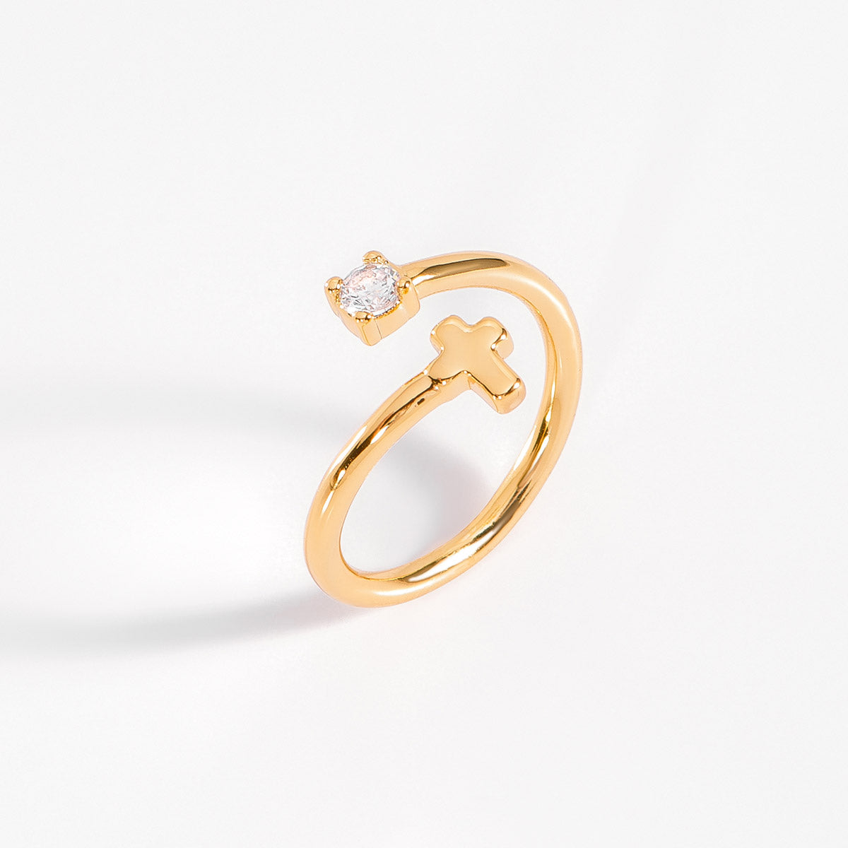 Anillo Ajustable con Cristal y Detalle de Cruz No.7