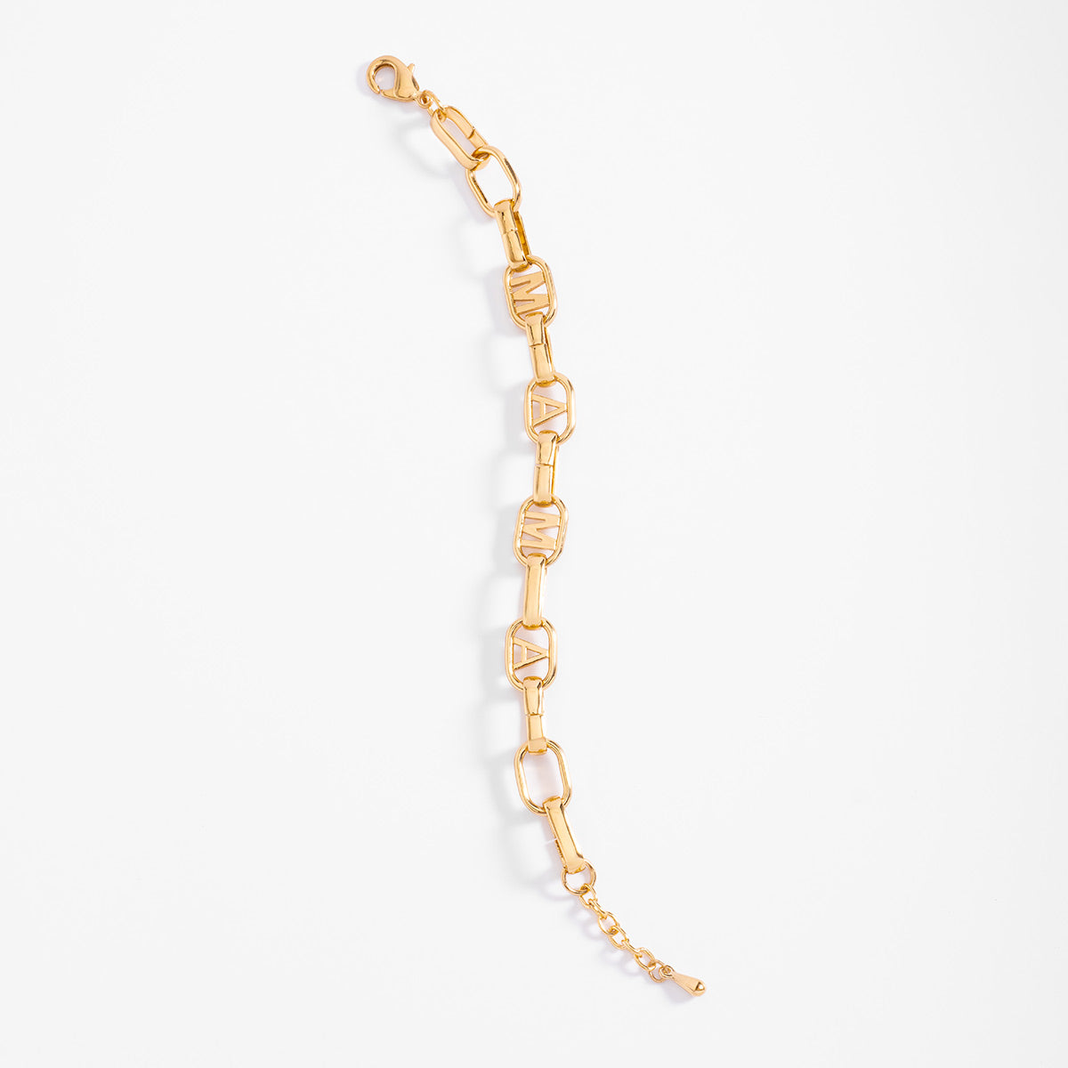 PULSERA CON ESLABONES Y LETRAS MAMA EN BAÑO DE ORO
