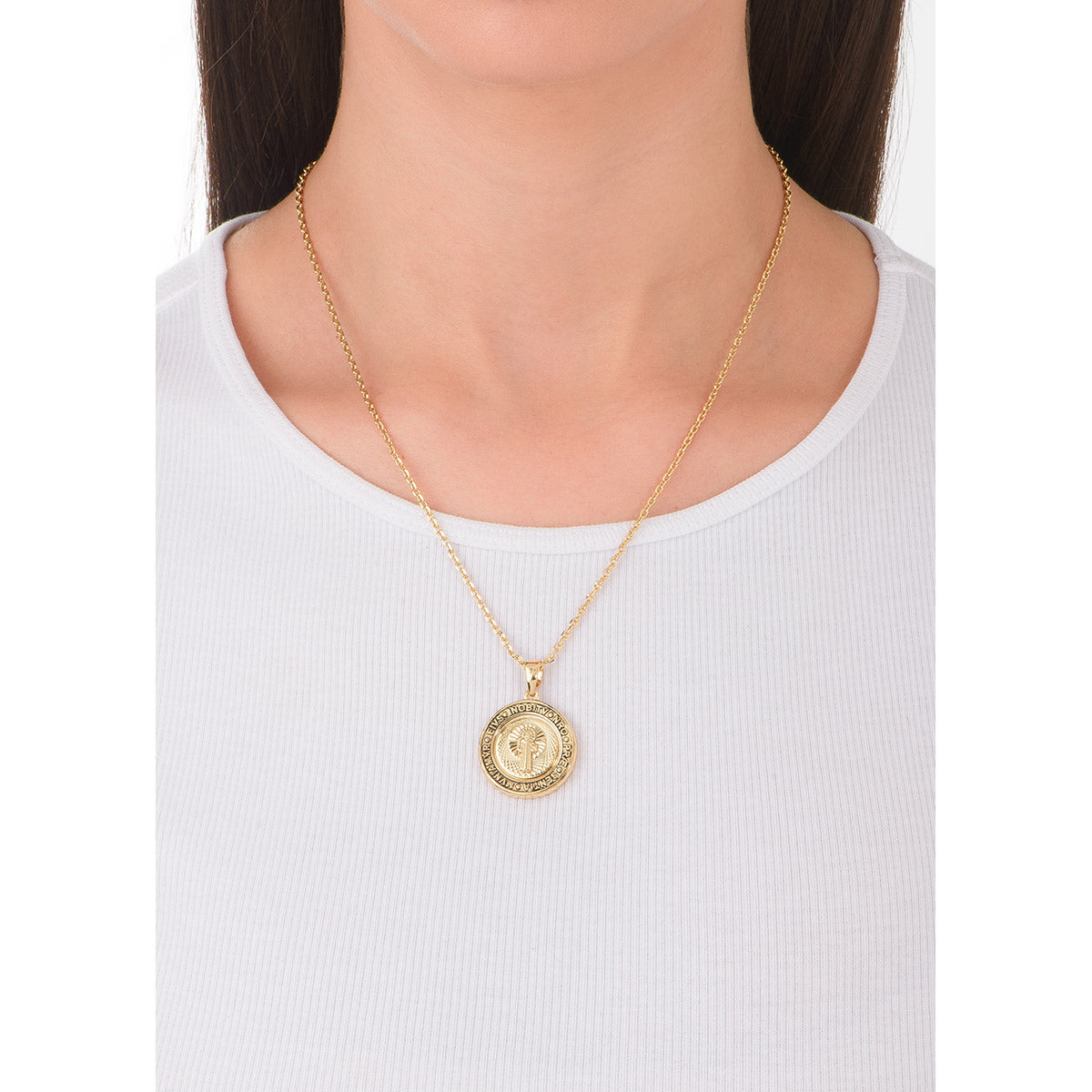 Collar San Judas Tadeo en Oro 18k con Dije Circular