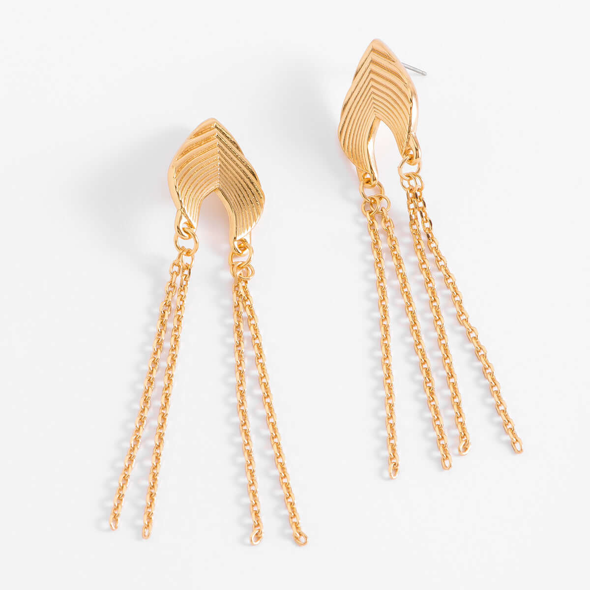 Aretes Largos con Baños de Oro de 18k