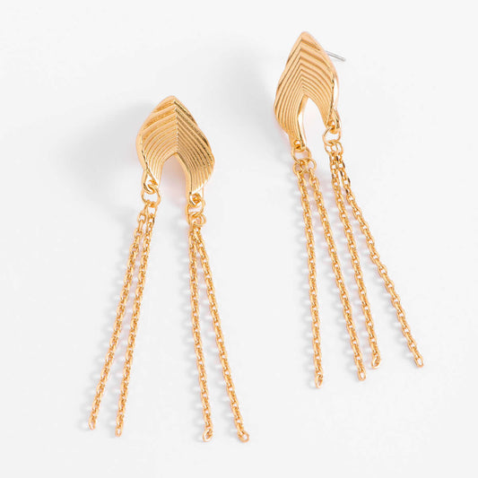 Aretes Largos con Baños de Oro de 18k