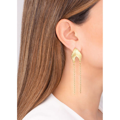 Aretes Largos con Baños de Oro de 18k
