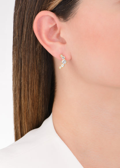 Aretes en Baño de Oro con Luna Creciente