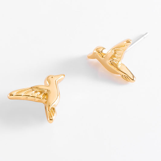 Aretes de Colibrí en Baño de Oro 18k Diseño Exquisito