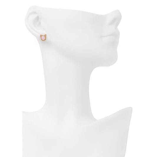 Aretes Baño Oro 18k con Perla Rosada y Orejitas