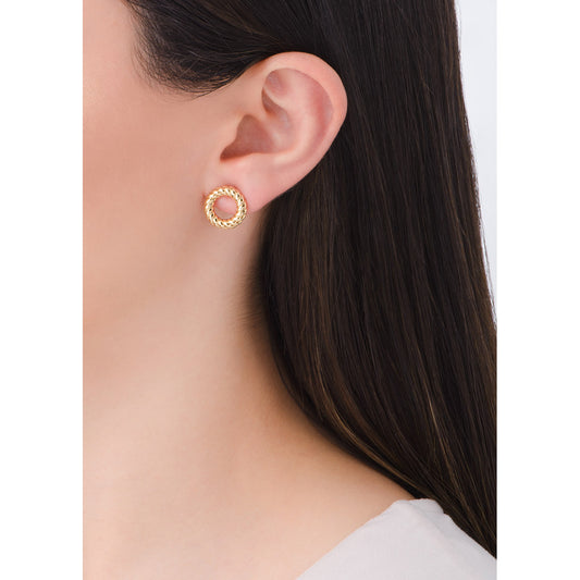 Aretes de círculo texturizado en oro 18k elegantes