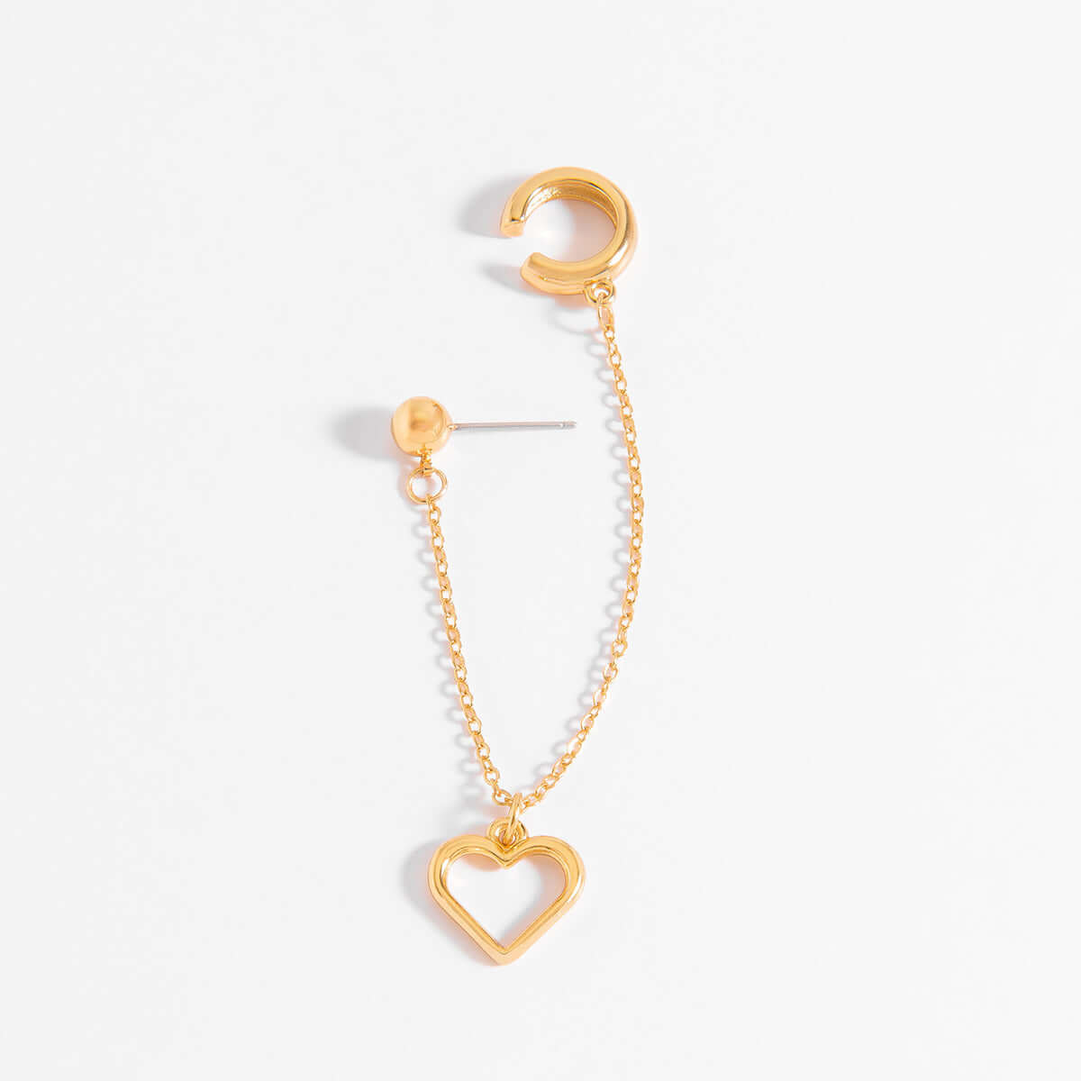 Ear cuff colgante en baño de oro 18k diseño corazón
