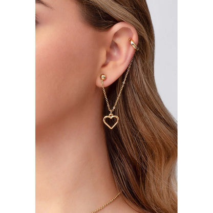 Ear cuff colgante en baño de oro 18k diseño corazón