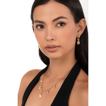 Aretes en baño de oro diseño hojas colgantes