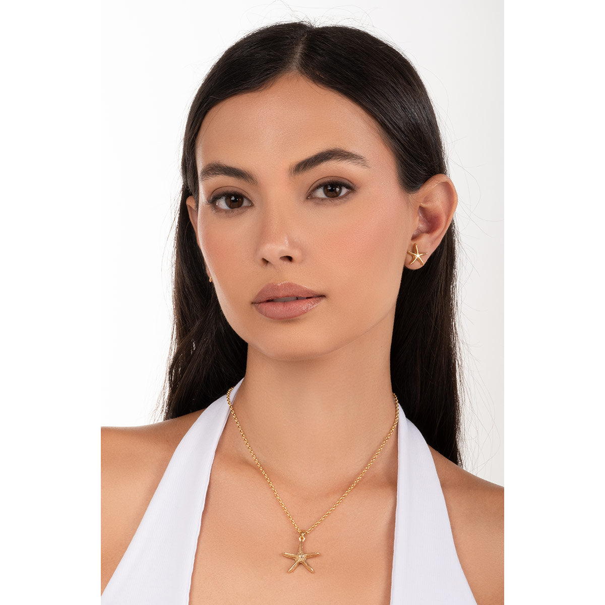 Aretes en baño de oro diseño estrella de mar