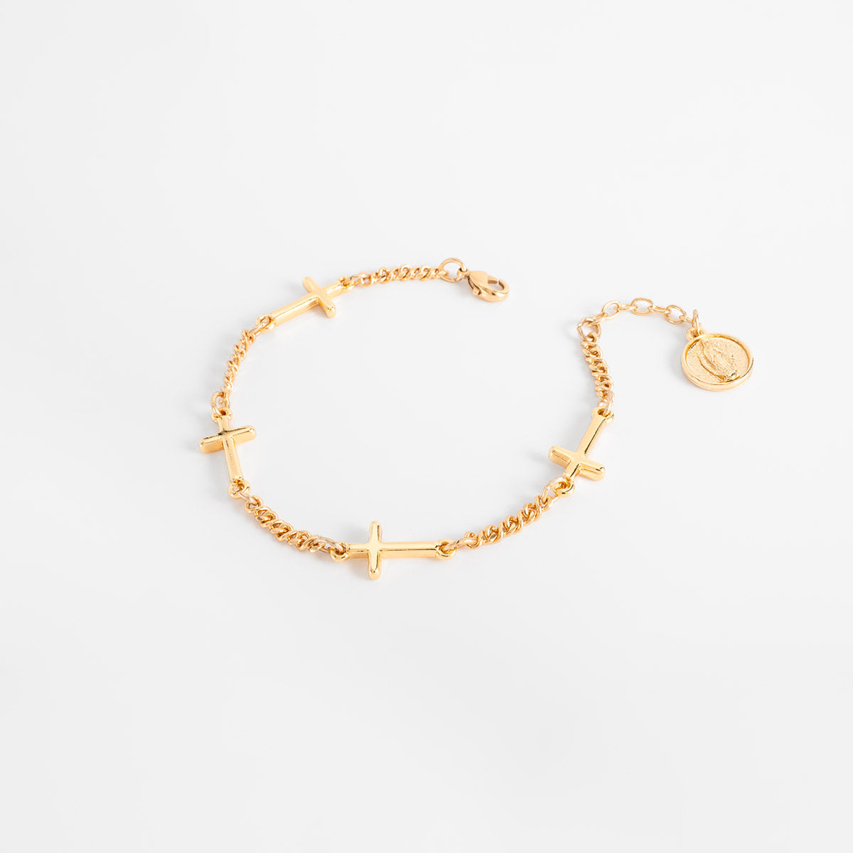 Pulsera de baño de oro con medalla Virgen de Guadalupe