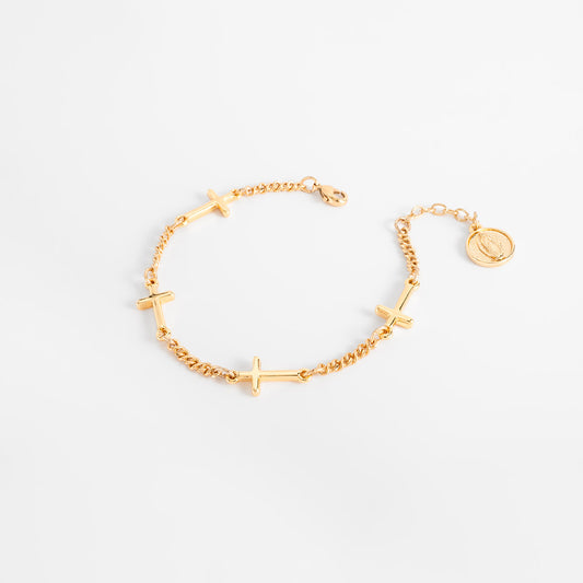 Pulsera de baño de oro con medalla Virgen de Guadalupe