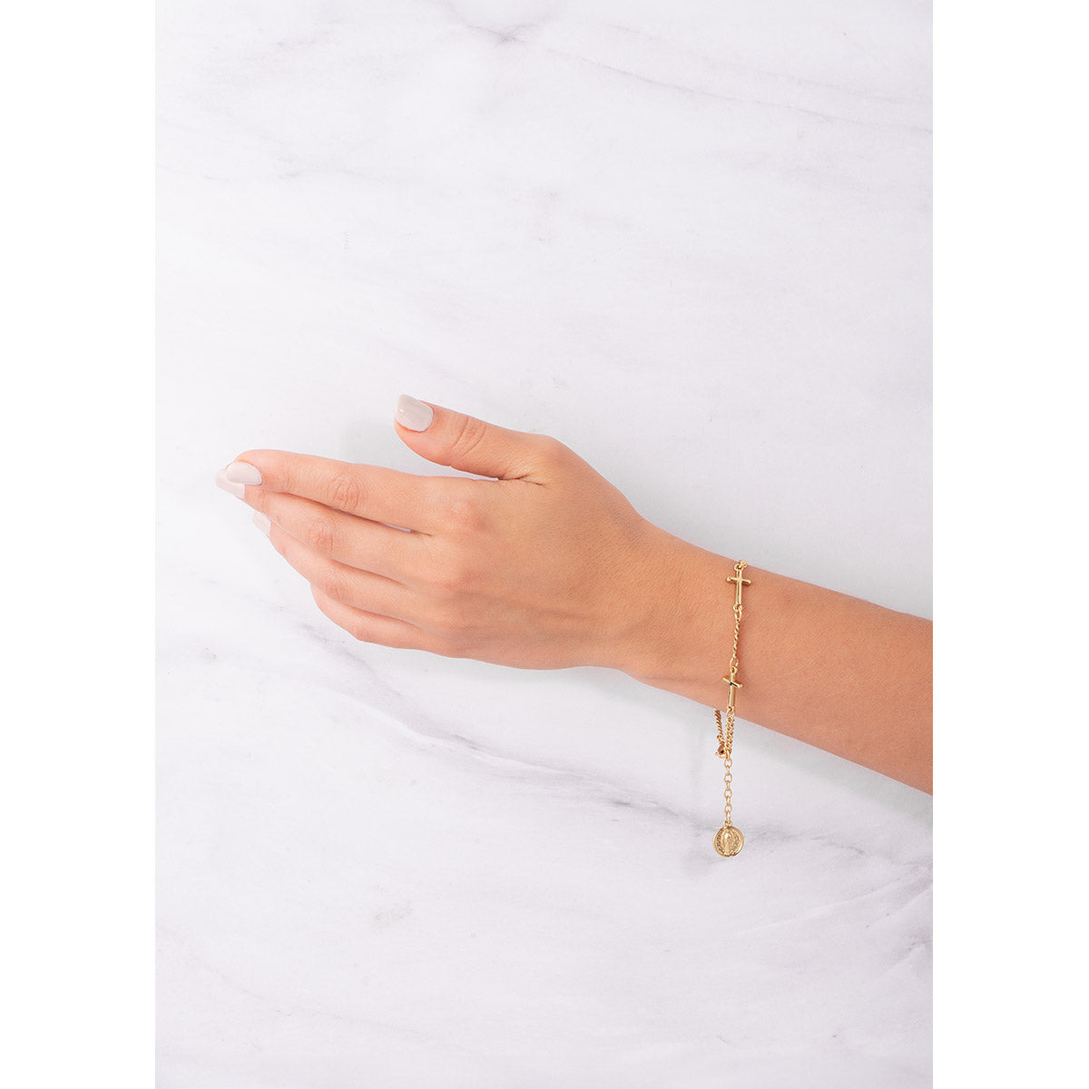 Pulsera de baño de oro con medalla Virgen de Guadalupe