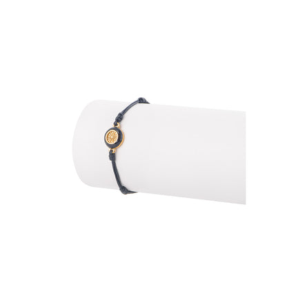 Pulsera ajustable negro y dorado con baño de oro 18k