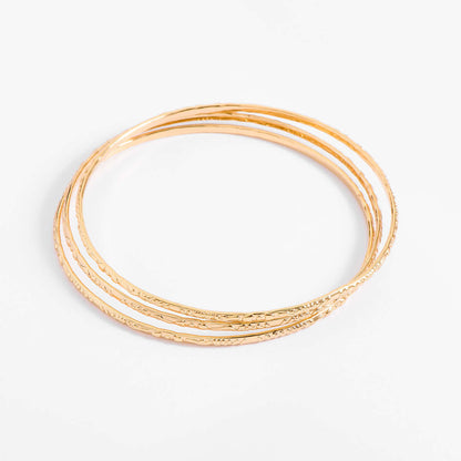 Set de 3 Pulseras Baño de Oro 18k Talla Grande