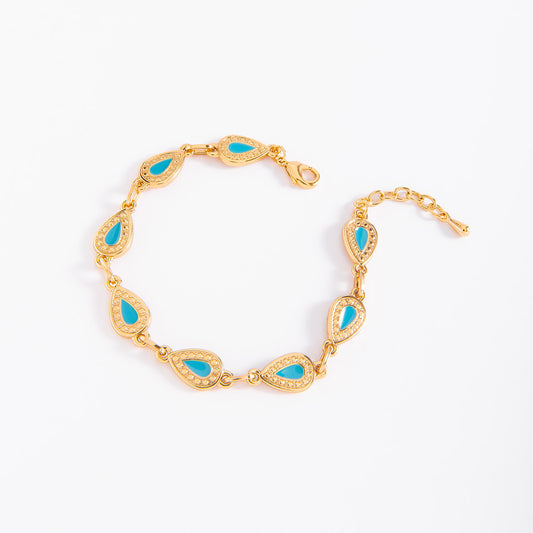 Pulsera en baño de oro con esmlate tono turquesa