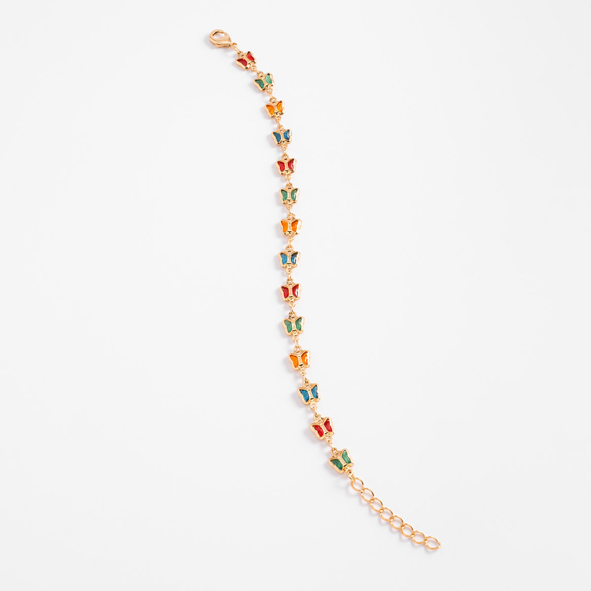 Pulsera en baño de oro con mariposas en tonos vibrantes