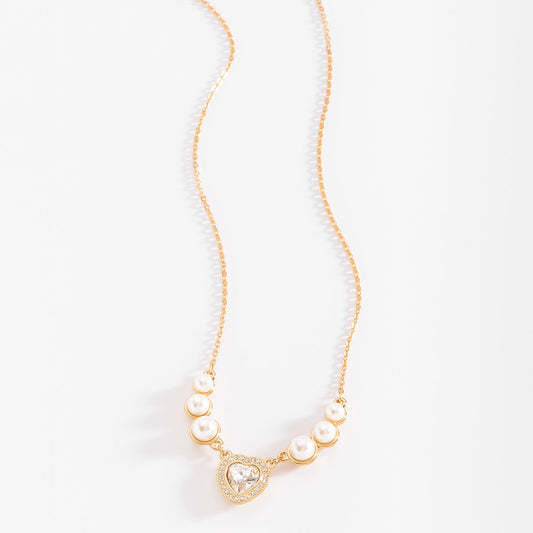 Collar con Dije de Corazón y Piedras Cristal 18k