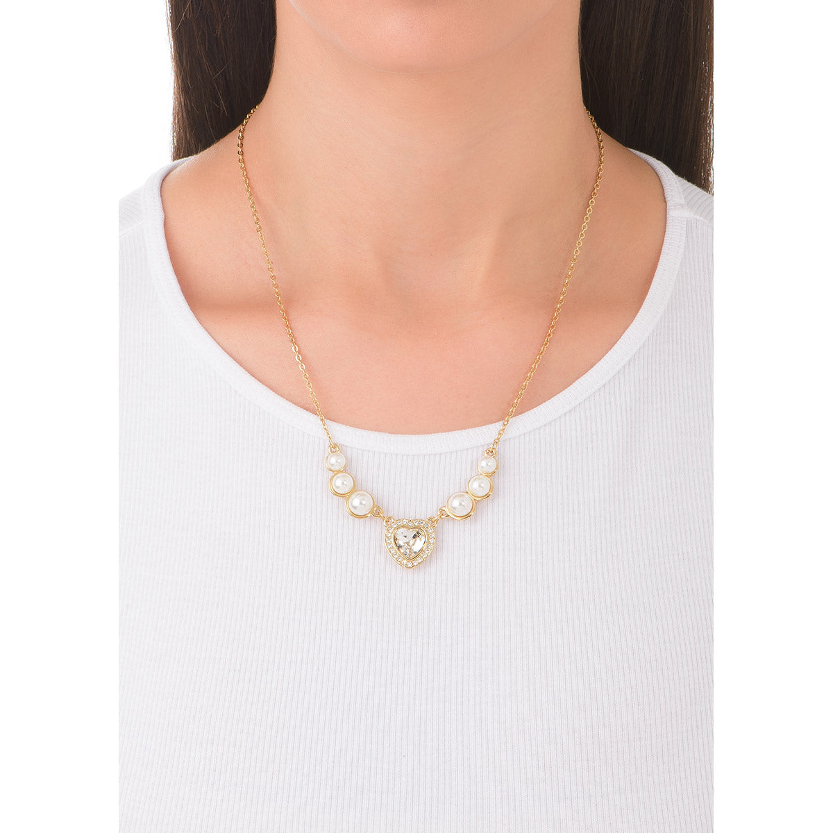 Collar con Dije de Corazón y Piedras Cristal 18k