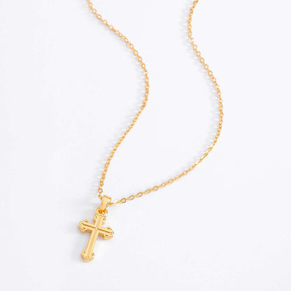 Collar en Baño de Oro con Dije Cruz Diseño Elegante