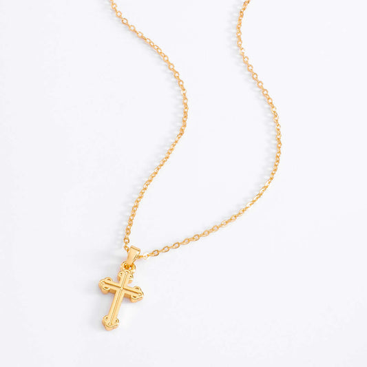 Collar en Baño de Oro con Dije Cruz Diseño Elegante