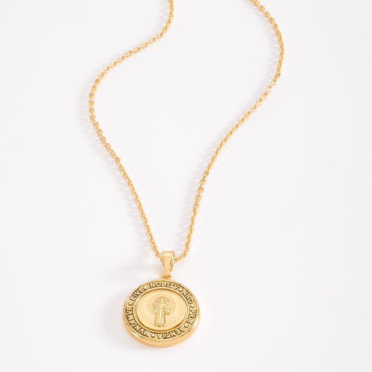 Collar San Judas Tadeo en Oro 18k con Dije Circular