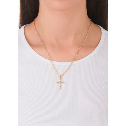 Collar en baño de oro con dije de cruz de cristal
