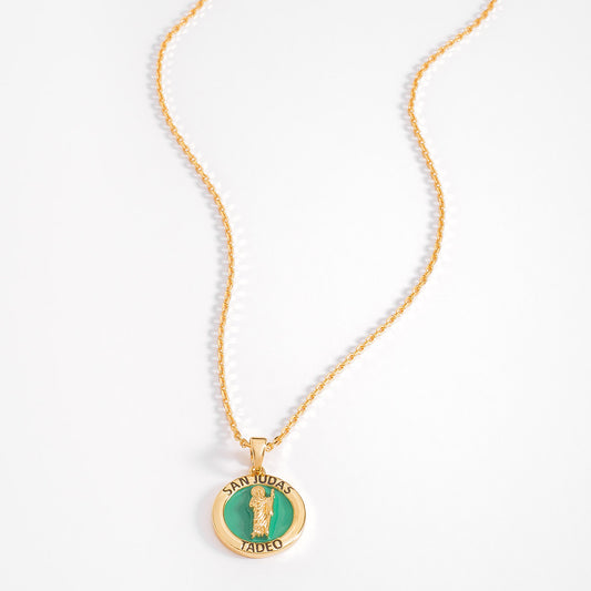 Collar de San Judas Tadeo en Baño de Oro 18k 50 cm