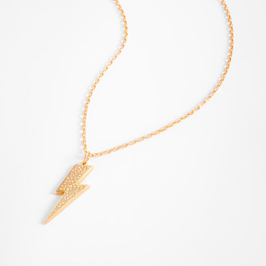 Collar en baño de oro con diseño de rayo
