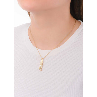 Collar de Oro de 18k con Piedra de Tono de Cristal